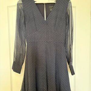 Club Monaco Navy Geometric Long Sleeve Dress